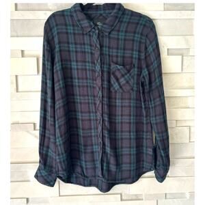 RAILS REVOLVE Hunter Plaid Button Down Top Shirt Midnight Forest Green Navy sz M
